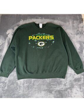 Vintage Green Bay Packers Crewneck Sweatshirt NFL Green Size 2XL